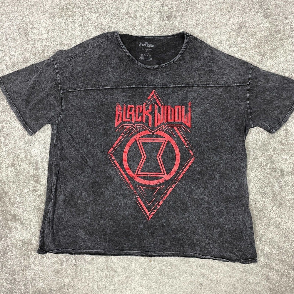 Marvel Black Widow Shirt Womens 2X Black Her Universe City Tour Distressed